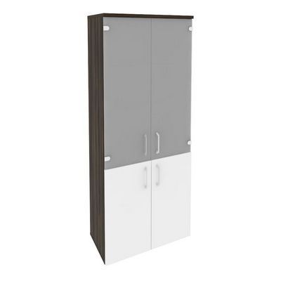 Onix O.ST-1.2 (Дуб Мали/Белый Бриллиант) Шкаф высокий широкий (2 низких фасада ЛДСП + 2 средних фасада стекло)