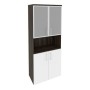 Onix O.ST-1.4R (Дуб Мали/Белый Бриллиант) Шкаф высокий широкий (2 низких фасада ЛДСП + 2 низких фасада стекло в раме)