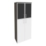 Onix O.ST-1.7R black (Дуб Мали/Белый Бриллиант) Шкаф высокий широкий (2 средних фасада ЛДСП + 2 низких фасада стекло лакобель в раме)