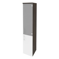 Onix O.SU-1.2(R) (Дуб Мали/Белый Бриллиант) Шкаф высокий узкий правый (1 низкий фасад ЛДСП + 1 средний фасад стекло)