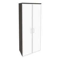 O.ST-1.10R white (Дуб Мали) Шкаф высокий широкий (2 высоких фасада стекло лакобель в раме)