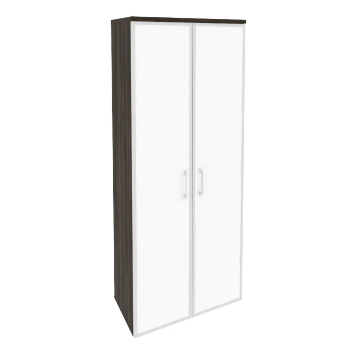 O.ST-1.10R white (Дуб Мали) Шкаф высокий широкий (2 высоких фасада стекло лакобель в раме)