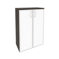 Onix O.ST-2.4R white (Дуб Мали) Шкаф средний широкий (2 средних фасада стекло лакобель в раме)