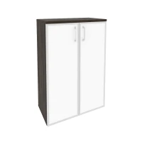 O.ST-2.4R white (Дуб Мали) Шкаф средний широкий (2 средних фасада стекло лакобель в раме)