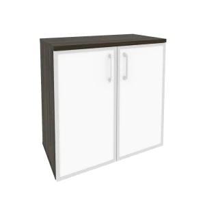 O.ST-3.2R white (Дуб Мали) Шкаф низкий широкий (2 низких фасада стекло лакобель в раме)