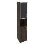 Onix O.SU-1.4R(L) black (Дуб Мали) Шкаф высокий узкий левый (1 низкий фасад ЛДСП + 1 низкий фасад стекло лакобель в раме)