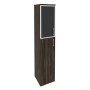 Onix O.SU-1.7R(L) black (Дуб Мали) Шкаф высокий узкий левый (1 средний фасад ЛДСП + 1 низкий фасад стекло лакобель в раме)