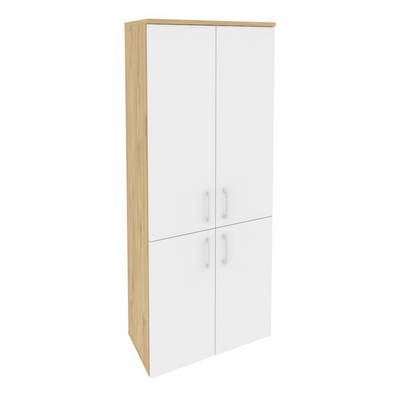 Onix O.ST-1.3 (Тиквуд Светлый/Белый Бриллиант) Шкаф высокий широкий (2 низких фасада ЛДСП + 2 средних фасада ЛДСП)