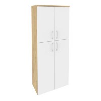 Onix O.ST-1.8 (Тиквуд Светлый/Белый Бриллиант) Шкаф высокий широкий (2 средних фасада ЛДСП + 2 низких фасада ЛДСП)