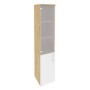 Onix O.SU-1.2(L) (Тиквуд Светлый/Белый Бриллиант) Шкаф высокий узкий левый (1 низкий фасад ЛДСП + 1 средний фасад стекло)
