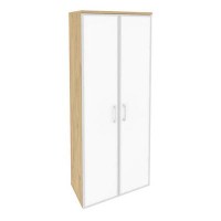 Onix O.ST-1.10R white (Тиквуд Светлый) Шкаф высокий широкий (2 высоких фасада стекло лакобель в раме)