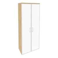 O.ST-1.10R white (Тиквуд Светлый) Шкаф высокий широкий (2 высоких фасада стекло лакобель в раме)