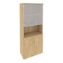 Onix O.ST-1.4 (Тиквуд Светлый) Шкаф высокий широкий (2 низких фасада ЛДСП + 2 низких фасада стекло)