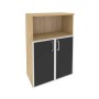 Onix O.ST-2.2R black (Тиквуд Светлый) Шкаф средний широкий (2 низких фасада стекло лакобель в раме)