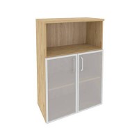 Onix O.ST-2.2R (Тиквуд Светлый) Шкаф средний широкий (2 низких фасада стекло в раме)