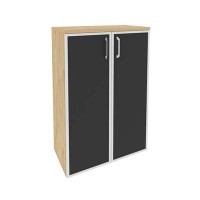 Onix O.ST-2.4R black (Тиквуд Светлый) Шкаф средний широкий (2 средних фасада стекло лакобель в раме)