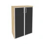 O.ST-2.4R black (Тиквуд Светлый) Шкаф средний широкий (2 средних фасада стекло лакобель в раме)