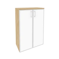O.ST-2.4R white (Тиквуд Светлый) Шкаф средний широкий (2 средних фасада стекло лакобель в раме)
