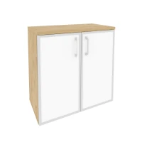 O.ST-3.2R white (Тиквуд Светлый) Шкаф низкий широкий (2 низких фасада стекло лакобель в раме)