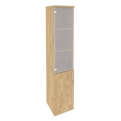 Onix O.SU-1.2(L) (Тиквуд Светлый) Шкаф высокий узкий левый (1 низкий фасад ЛДСП + 1 средний фасад стекло)