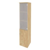 Onix O.SU-1.2(R) (Тиквуд Светлый) Шкаф высокий узкий правый (1 низкий фасад ЛДСП + 1 средний фасад стекло)