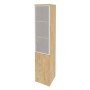 Onix O.SU-1.2R(R) (Тиквуд Светлый) Шкаф высокий узкий правый (1 низкий фасад ЛДСП + 1 средний фасад стекло в раме)