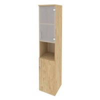 Onix O.SU-1.4(R) (Тиквуд Светлый) Шкаф высокий узкий правый (1 низкий фасад ЛДСП + 1 низкий фасад стекло)