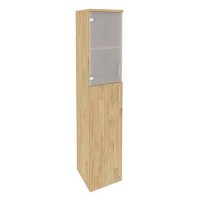 Onix O.SU-1.7(L) (Тиквуд Светлый) Шкаф высокий узкий левый (1 средний фасад ЛДСП + 1 низкий фасад стекло)