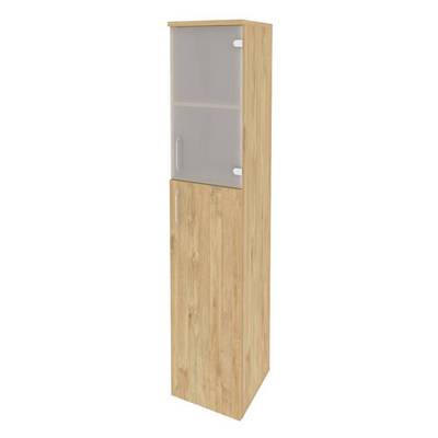 Onix O.SU-1.7(R) (Тиквуд Светлый) Шкаф высокий узкий правый (1 средний фасад ЛДСП + 1 низкий фасад стекло)