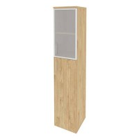 Onix O.SU-1.7R(R) (Тиквуд Светлый) Шкаф высокий узкий правый (1 средний фасад ЛДСП + 1 низкий фасад стекло в раме)