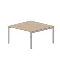 Polo PEN2TG147 OWAL (Светлый дуб/Алюминий) Составной стол на 2 рабочих места, 4 громмета