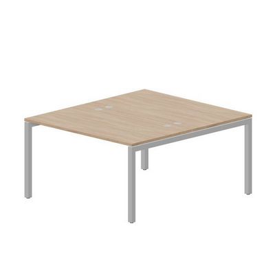 Polo PEN2TG148 OWAL (Светлый дуб/Алюминий) Составной стол на 2 рабочих места, 4 громмета