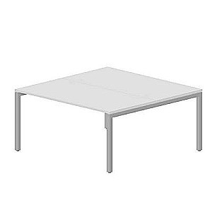 Поло PEN2TG168 BLAL (Белый/Алюминий) Составной стол на 2 рабочих места, 4 громмета