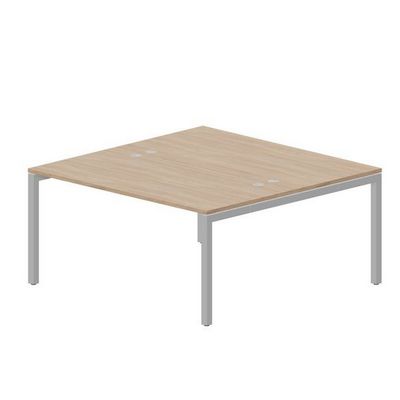 Polo PEN2TG168 OWAL (Светлый дуб/Алюминий) Составной стол на 2 рабочих места, 4 громмета
