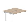Polo PEN2TPV147 OWAL (Светлый дуб/Алюминий) Приставной стол на 2 рабочих места, 2 эргономичных выреза