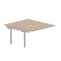 Polo PEN2TPV148 OWAL (Светлый дуб/Алюминий) Приставной стол на 2 рабочих места, 2 эргономичных выреза