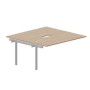 Polo PEN2TPV168 OWAL (Светлый дуб/Алюминий) Приставной стол на 2 рабочих места, 2 эргономичных выреза