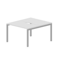 Polo PEN2TV127 BLAL (Белый/Алюминий) Составной стол на 2 рабочих места, 2 эргономичных выреза