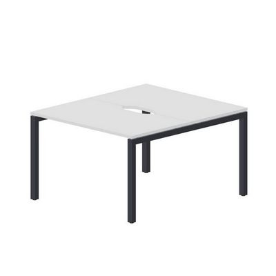 Polo PEN2TV127 BLAN (Белый/Антрацит) Составной стол на 2 рабочих места, 2 эргономичных выреза