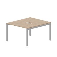 Polo PEN2TV127 OWAL (Светлый дуб/Алюминий) Составной стол на 2 рабочих места, 2 эргономичных выреза