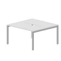 Polo PEN2TV147 BLAL (Белый/Алюминий) Составной стол на 2 рабочих места, 2 эргономичных выреза