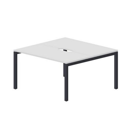 Polo PEN2TV147 BLAN (Белый/Антрацит) Составной стол на 2 рабочих места, 2 эргономичных выреза