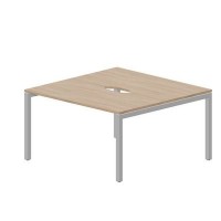 Polo PEN2TV147 OWAL (Светлый дуб/Алюминий) Составной стол на 2 рабочих места, 2 эргономичных выреза