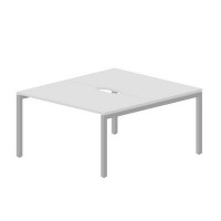 Polo PEN2TV148 BLAL (Белый/Алюминий) Составной стол на 2 рабочих места, 2 эргономичных выреза