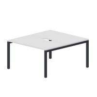 Polo PEN2TV148 BLAN (Белый/Антрацит) Составной стол на 2 рабочих места, 2 эргономичных выреза