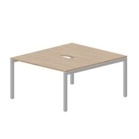 Polo PEN2TV148 OWAL (Светлый дуб/Алюминий) Составной стол на 2 рабочих места, 2 эргономичных выреза