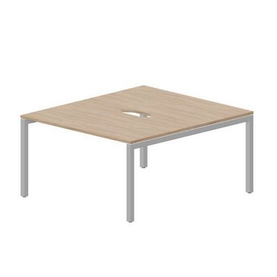 Polo PEN2TV148 OWAL (Светлый дуб/Алюминий) Составной стол на 2 рабочих места, 2 эргономичных выреза