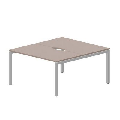 Polo PEN2TV148 TRAL (Тортора/Алюминий) Составной стол на 2 рабочих места, 2 эргономичных выреза