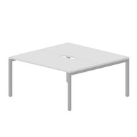 Polo PEN2TV168 BLAL (Белый/Алюминий) Составной стол на 2 рабочих места, 2 эргономичных выреза