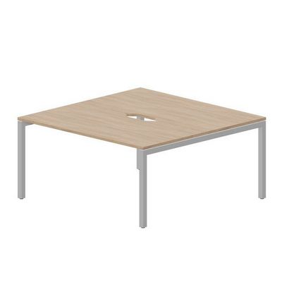 Polo PEN2TV168 OWAL (Светлый дуб/Алюминий) Составной стол на 2 рабочих места, 2 эргономичных выреза